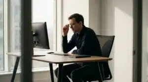 עדכונים אחרונים עובד משרד מרכיב משקפי מולטיפוקל ומתקשה לראות את מסך המחשב בבירור